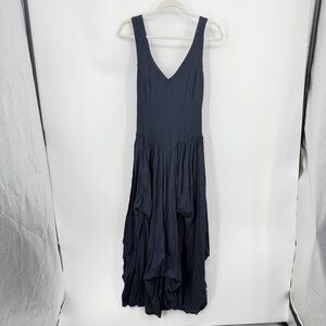 Luna Luz bubble hem midi maxi tank dress black sz M made in USA gathered